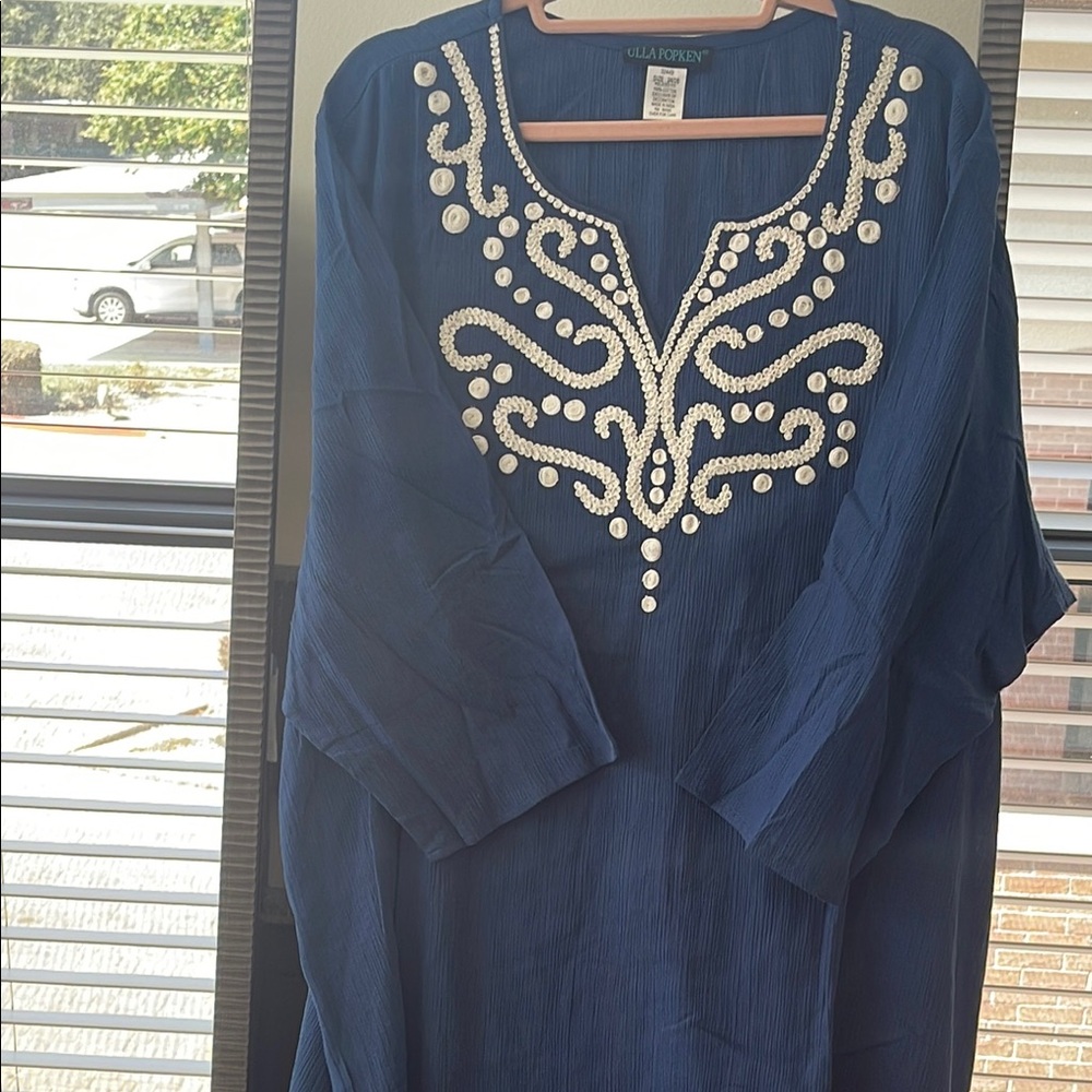 Ulla Popken Navy Blue Embellished Tunic
